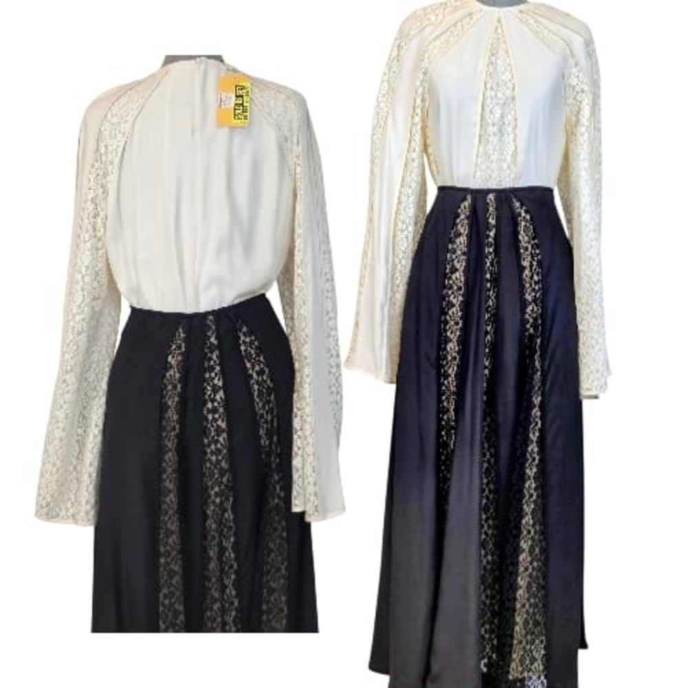Stella McCartney Lace Cape Sleeve Blouse & Long Skirt Set size L, Ivory & black - Picture 10 of 16